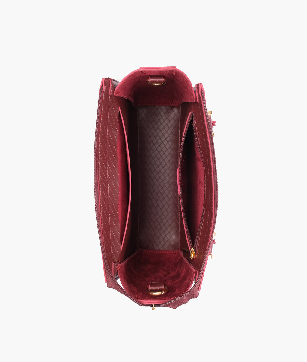 Burgundy classic mini top-handle bag