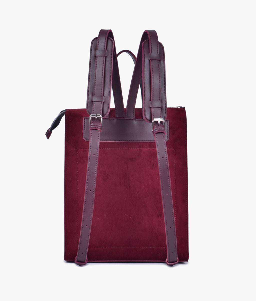 Burgundy suede adventure backpack