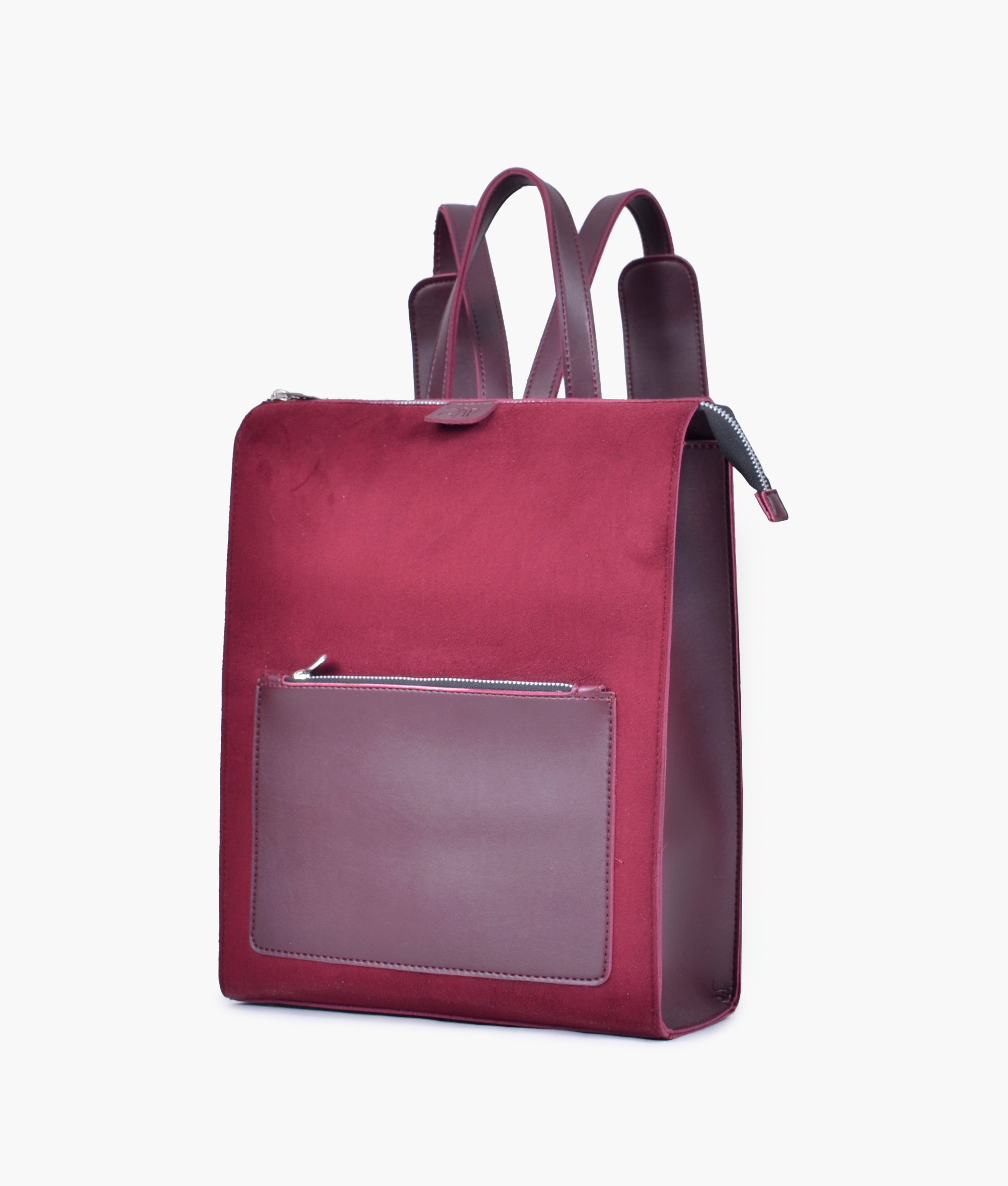 Burgundy suede adventure backpack