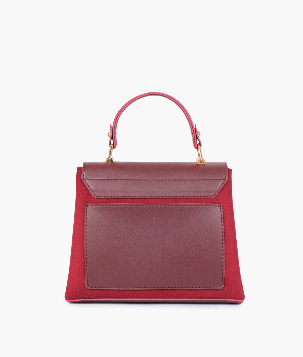 Burgundy suede mini top-handle bag
