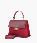 Burgundy suede mini top-handle bag