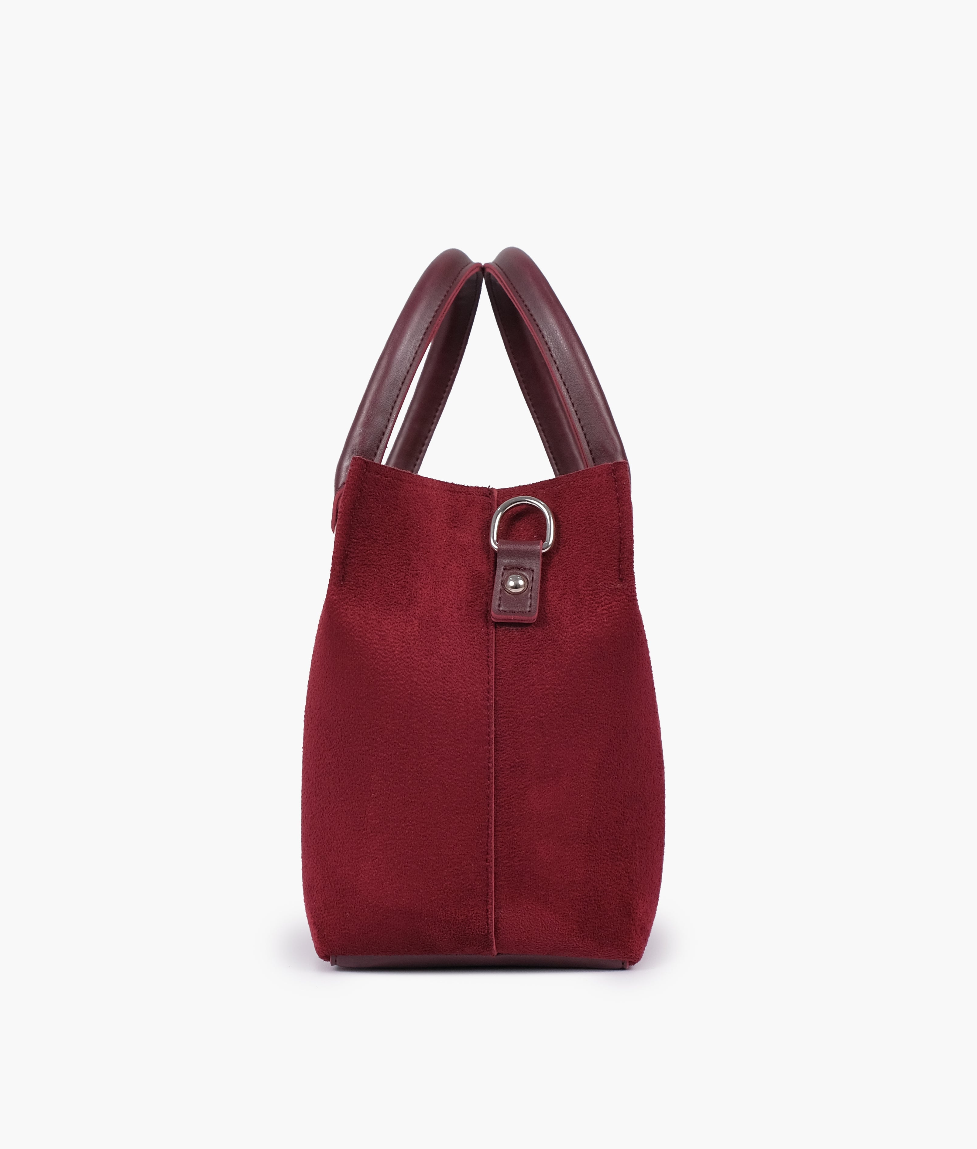 Burgundy suede small satchel bag