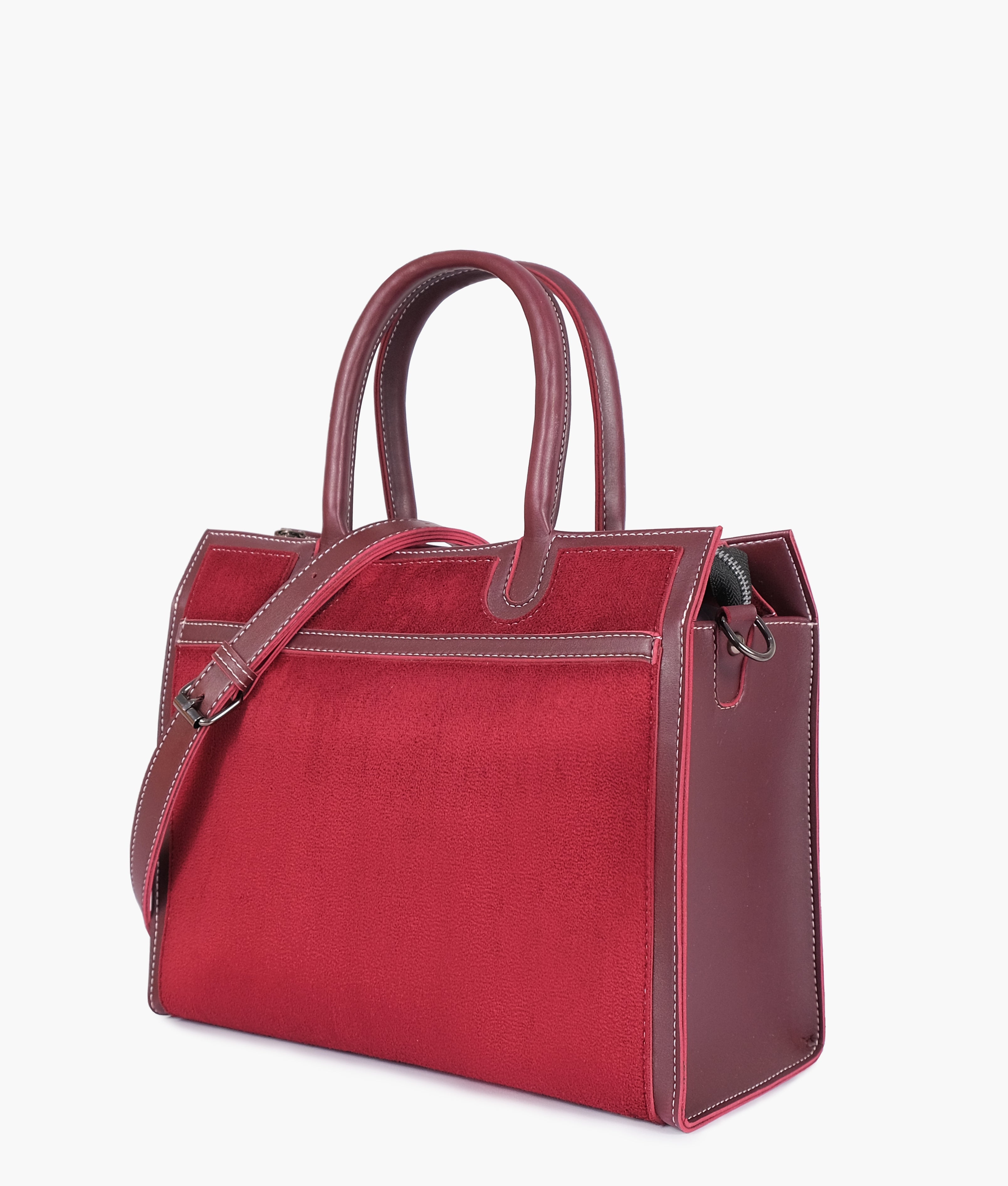 Burgundy suede vintage handbag