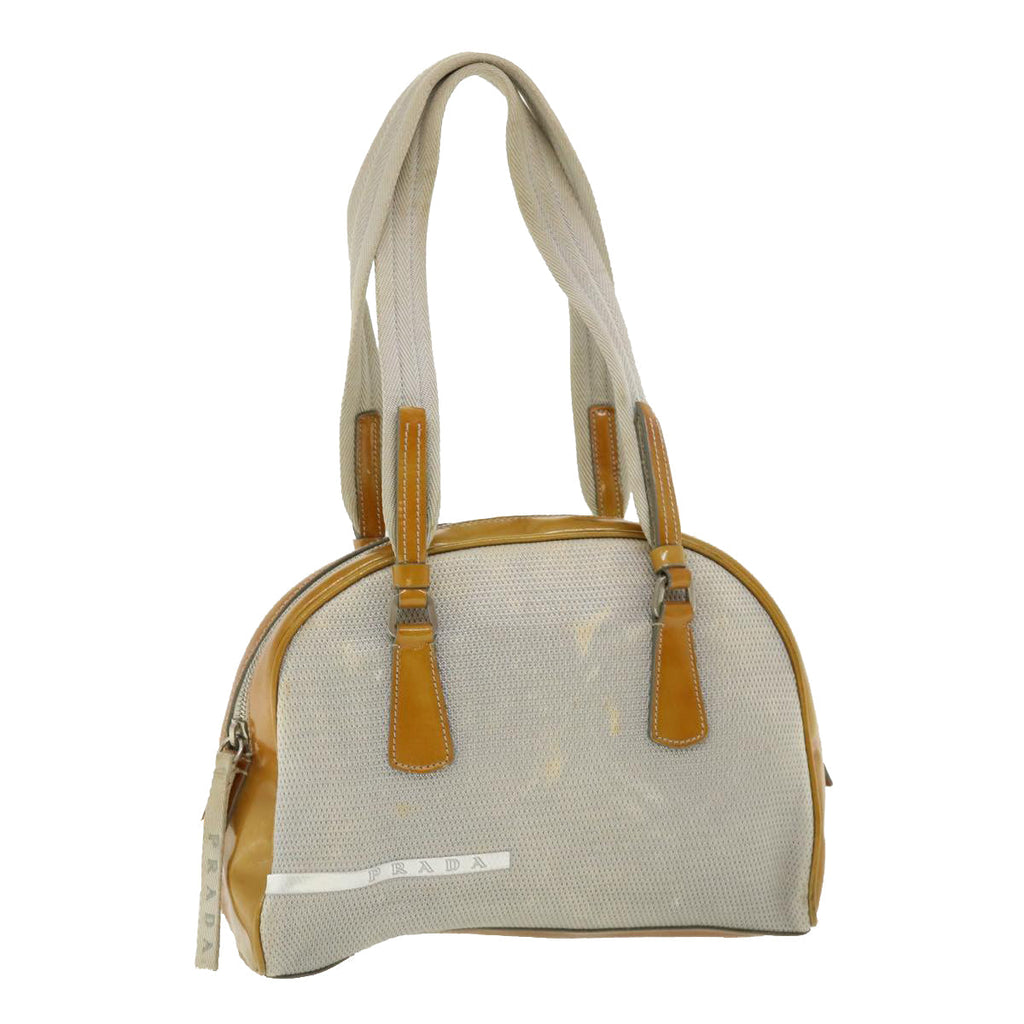 PRADA  Sports Shoulder Bag Patent Leather Silver  cl293