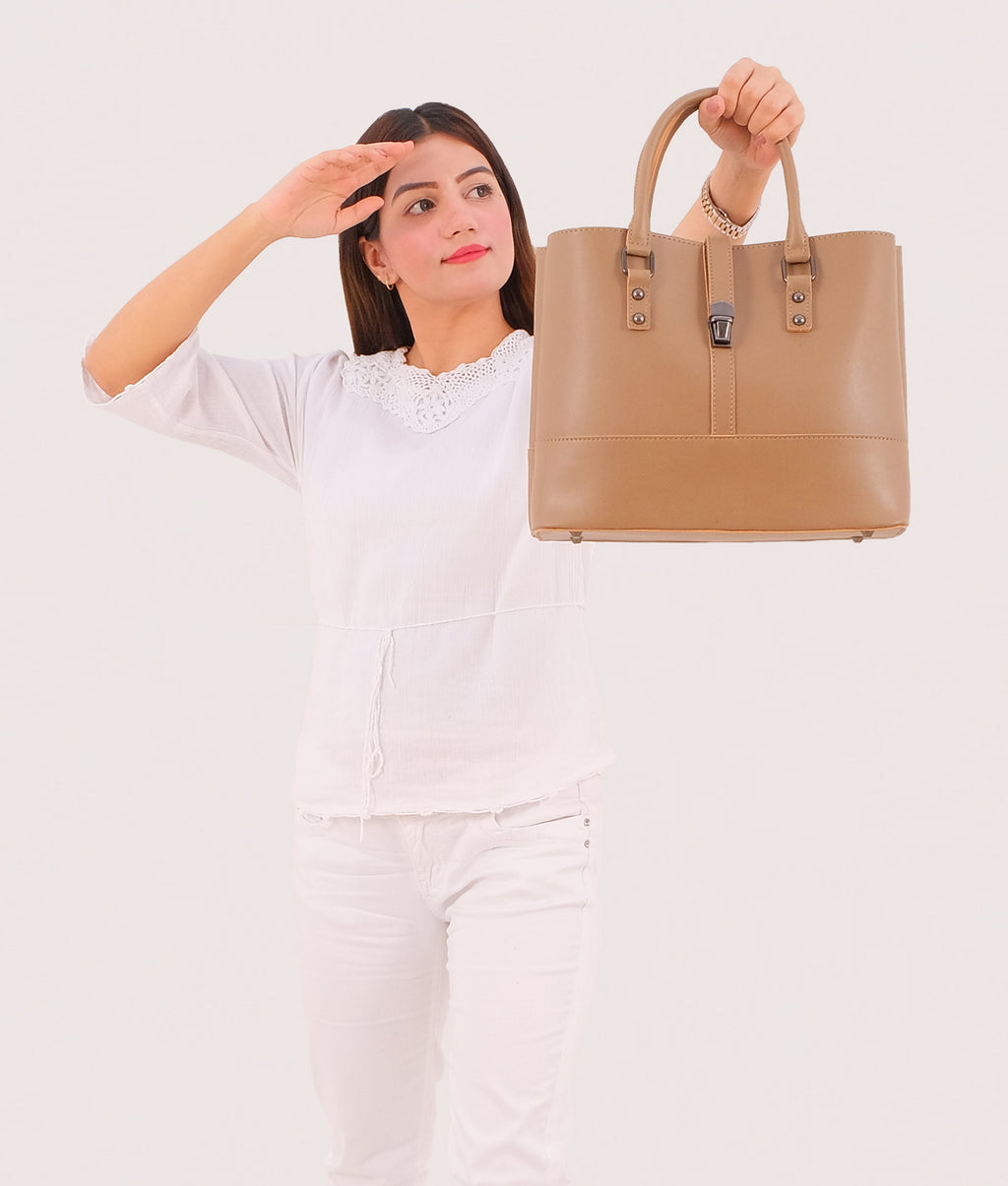 Coffee multi-compartment shoulder bag