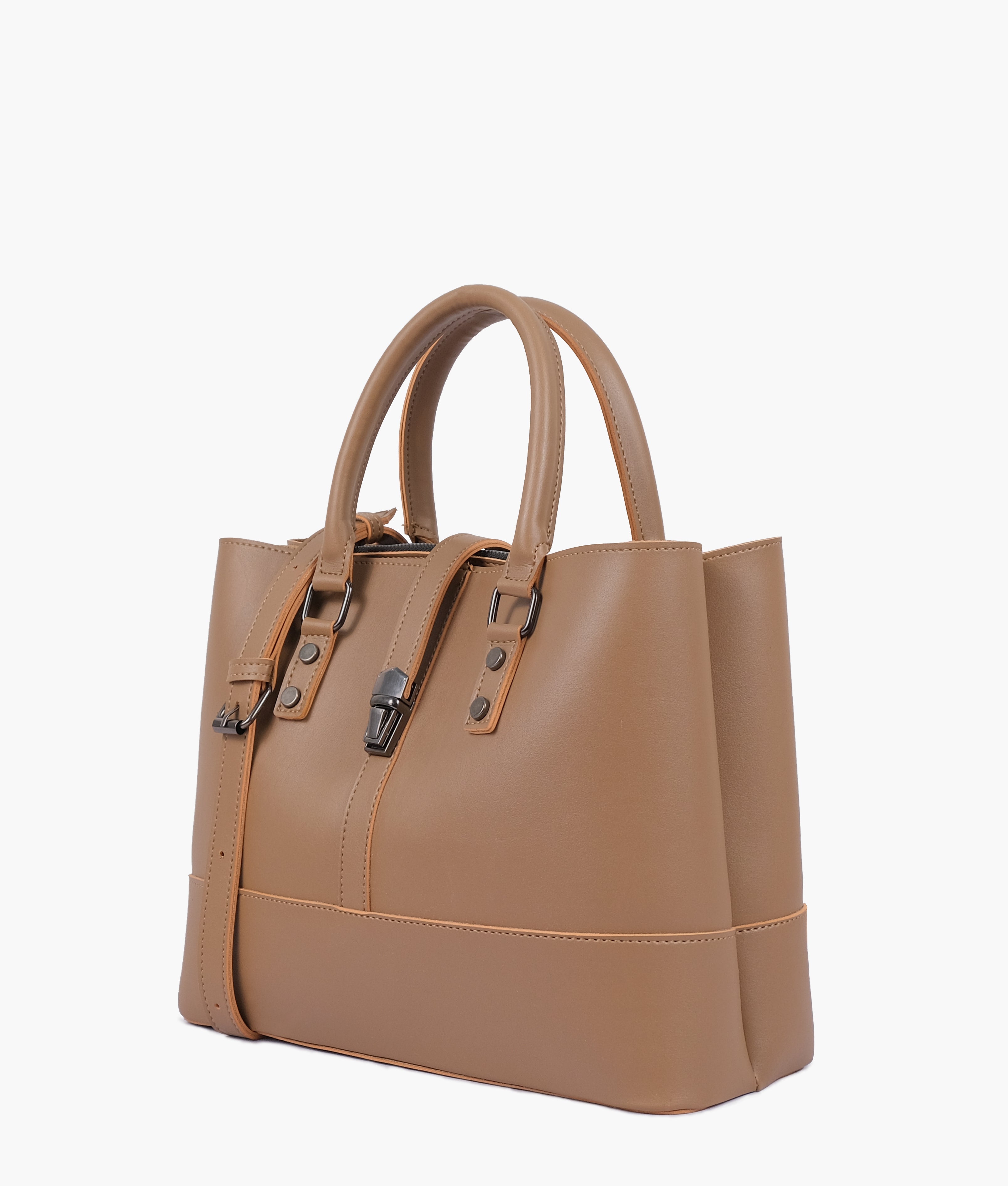 Coffee multi-compartment shoulder bag