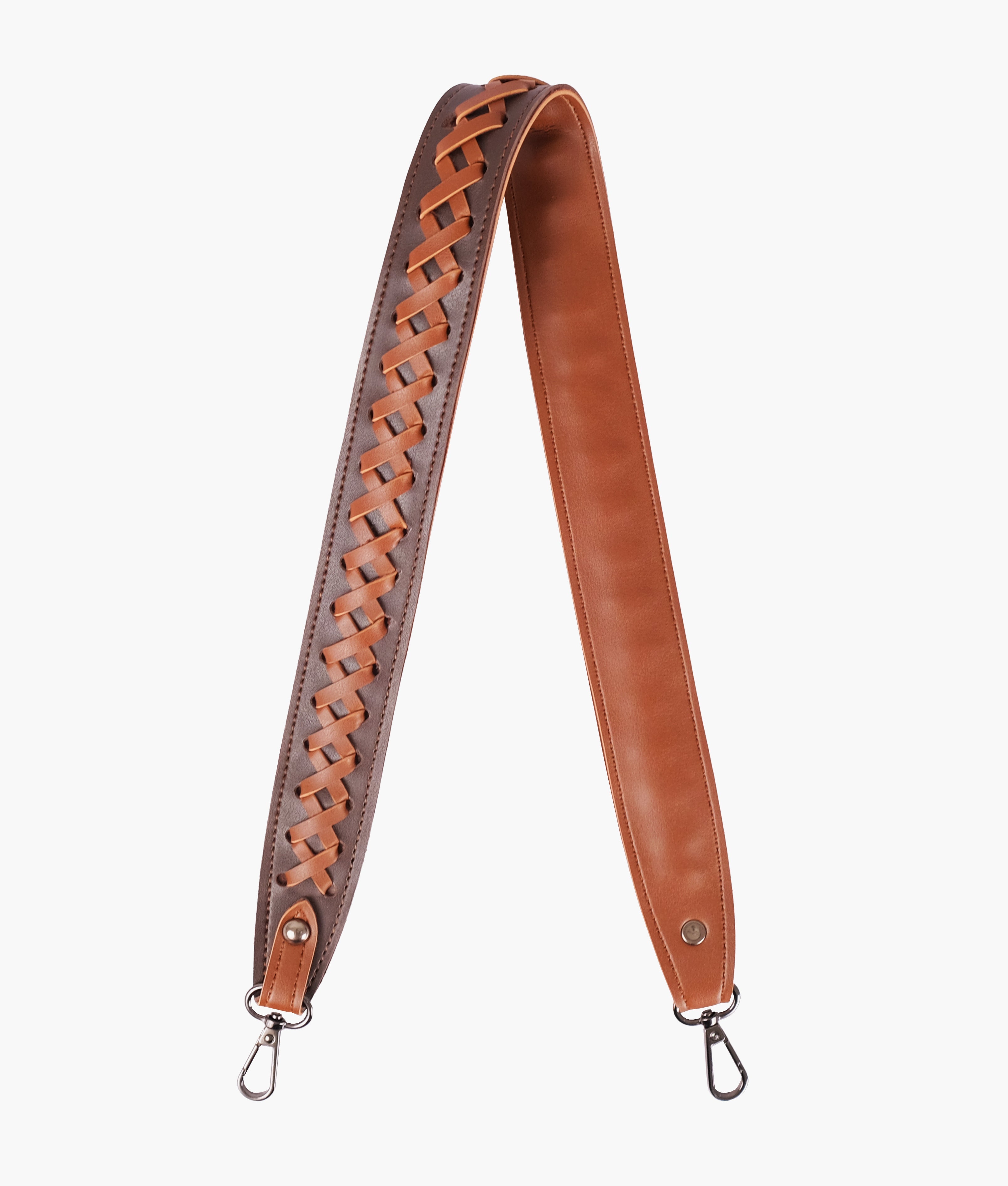 Dark brown and brown zig-zag weave strap add-on