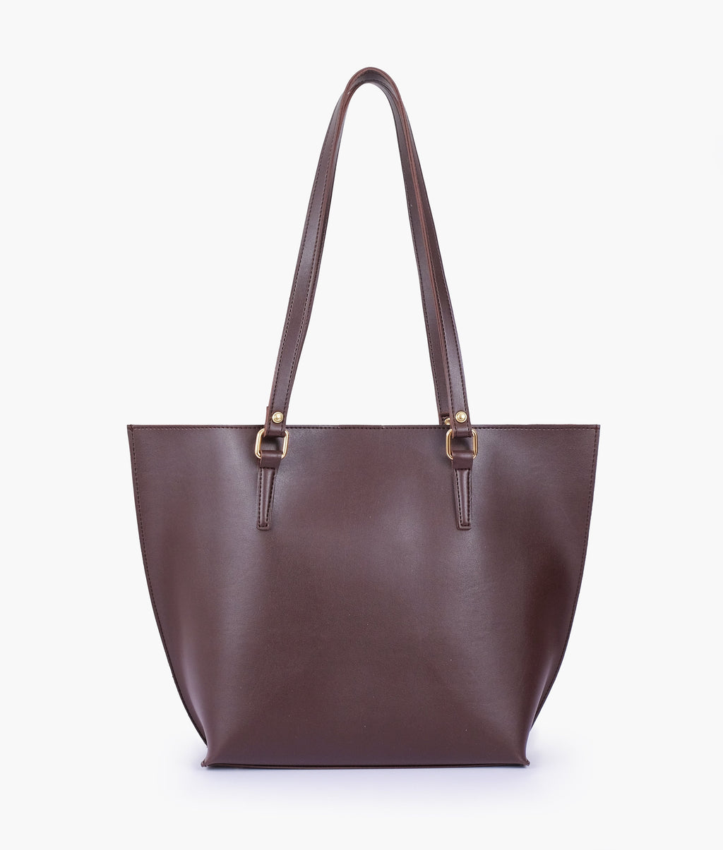 Dark brown centre-stripe tote bag