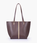 Dark brown centre-stripe tote bag