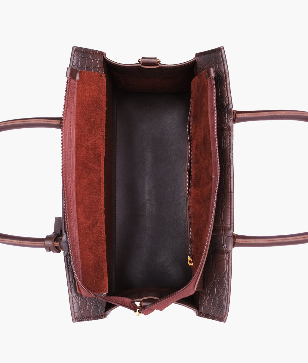 Dark brown crocodile vintage handbag