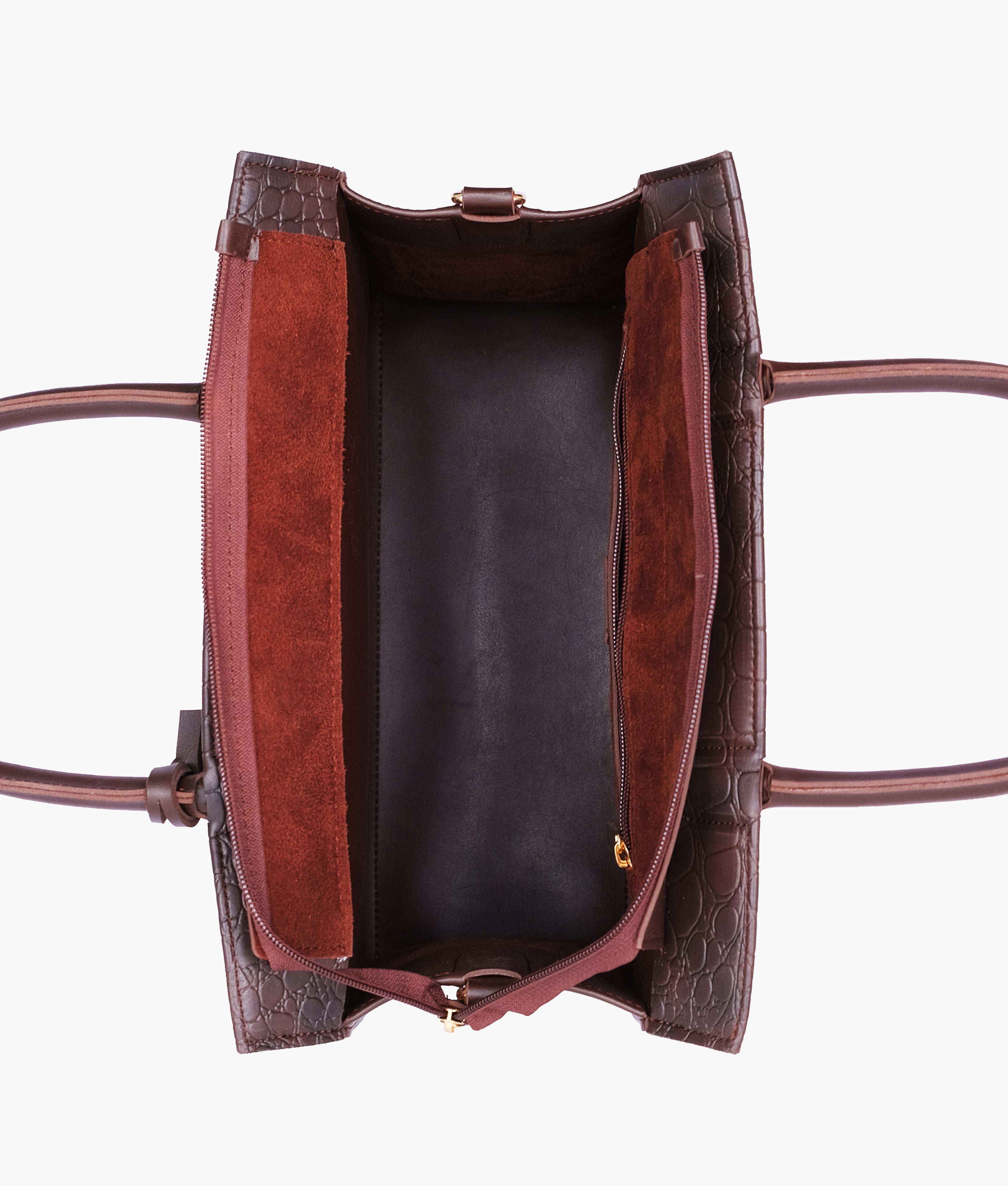 Dark brown crocodile vintage handbag