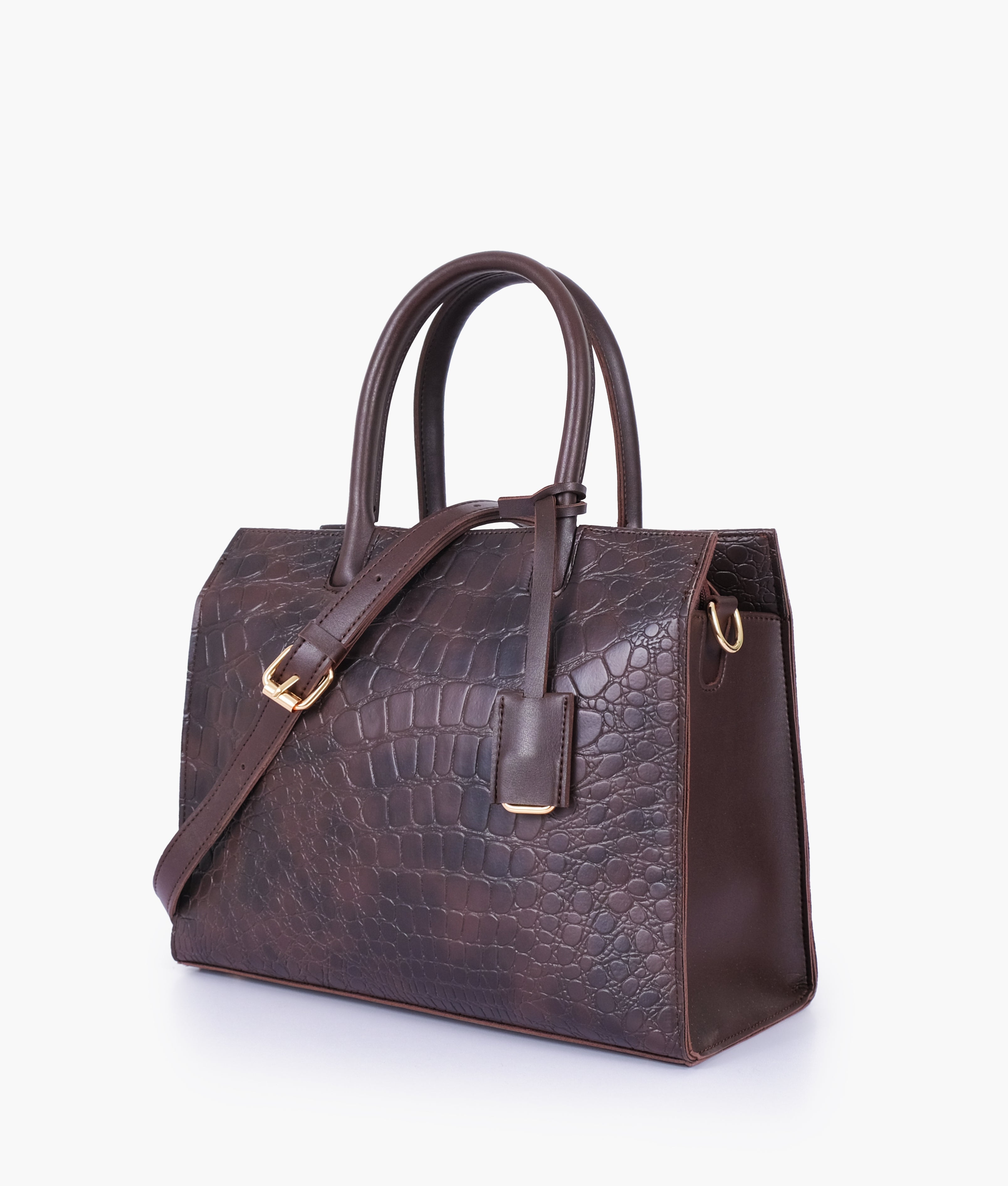 Dark brown crocodile vintage handbag