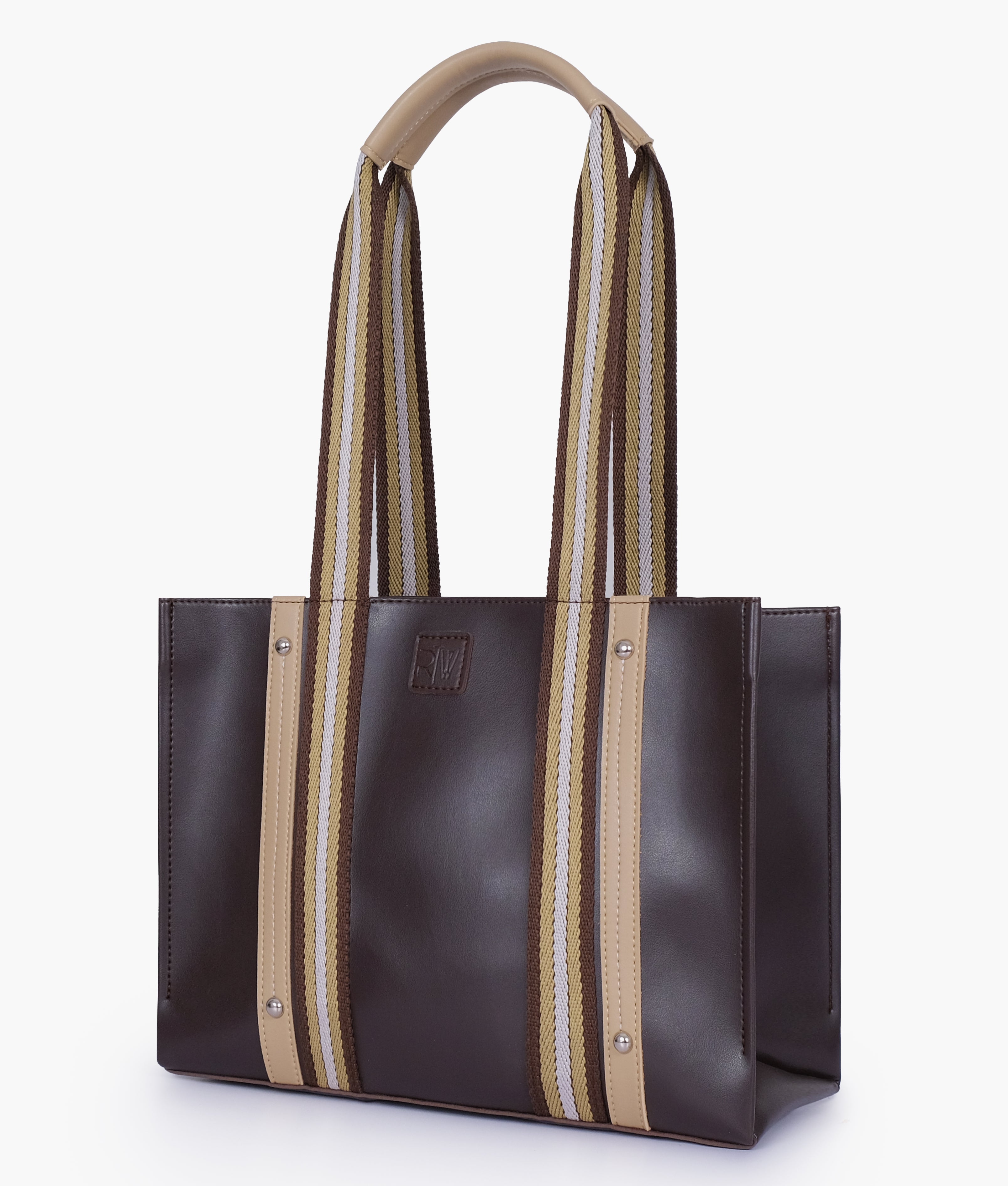 Dark brown long strap tote bag