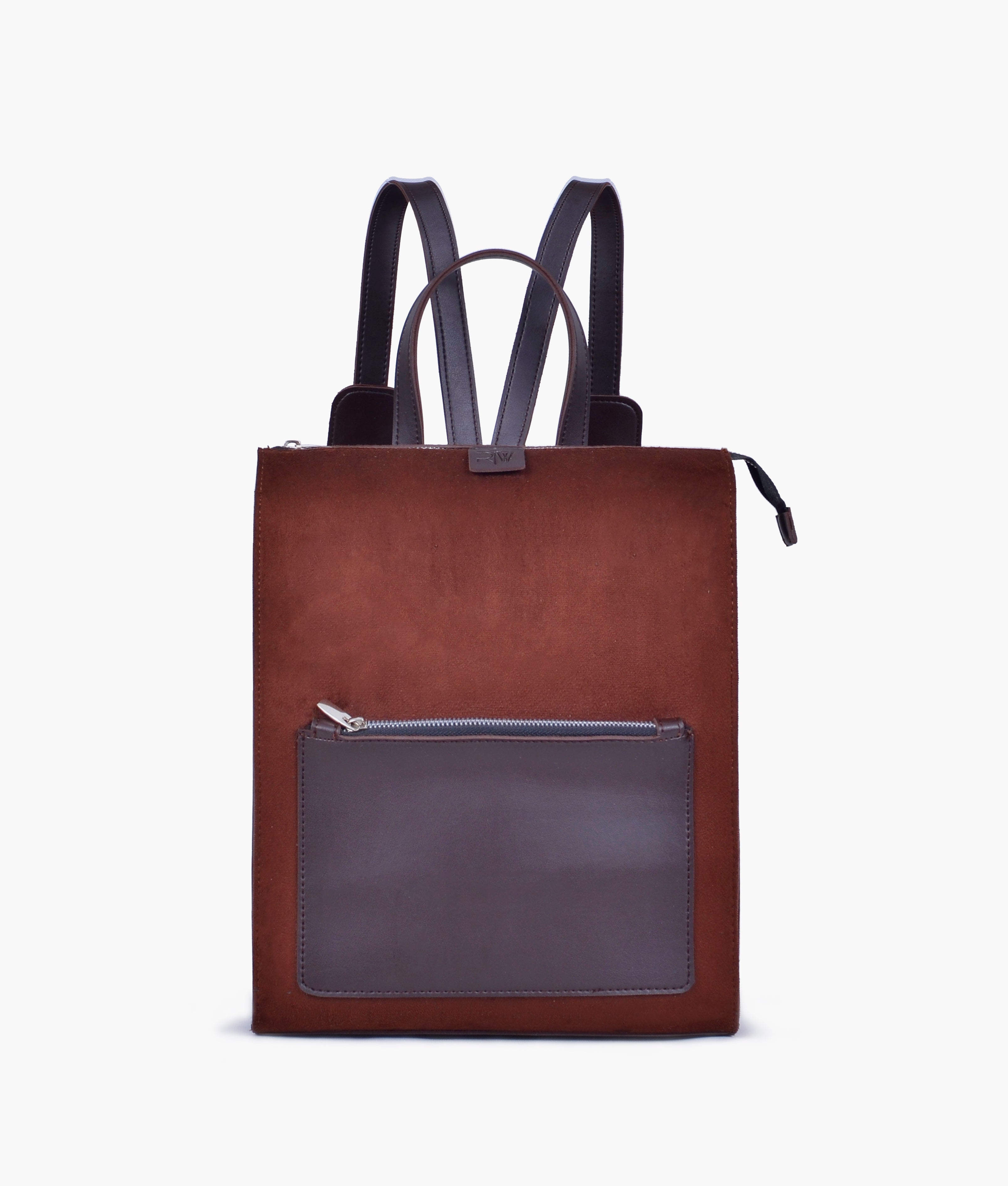 Dark brown suede adventure backpack