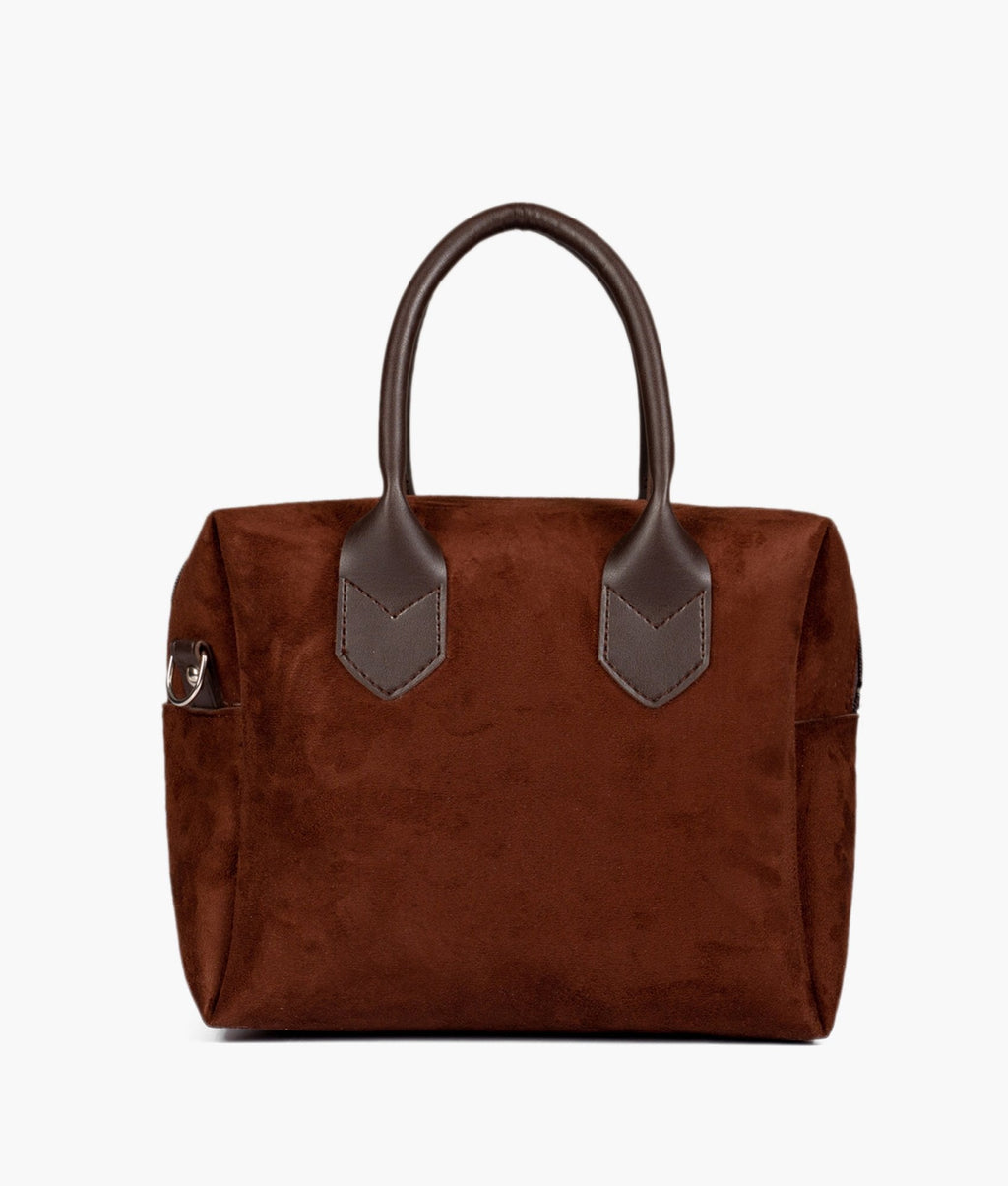 Dark brown suede mini bowling bag