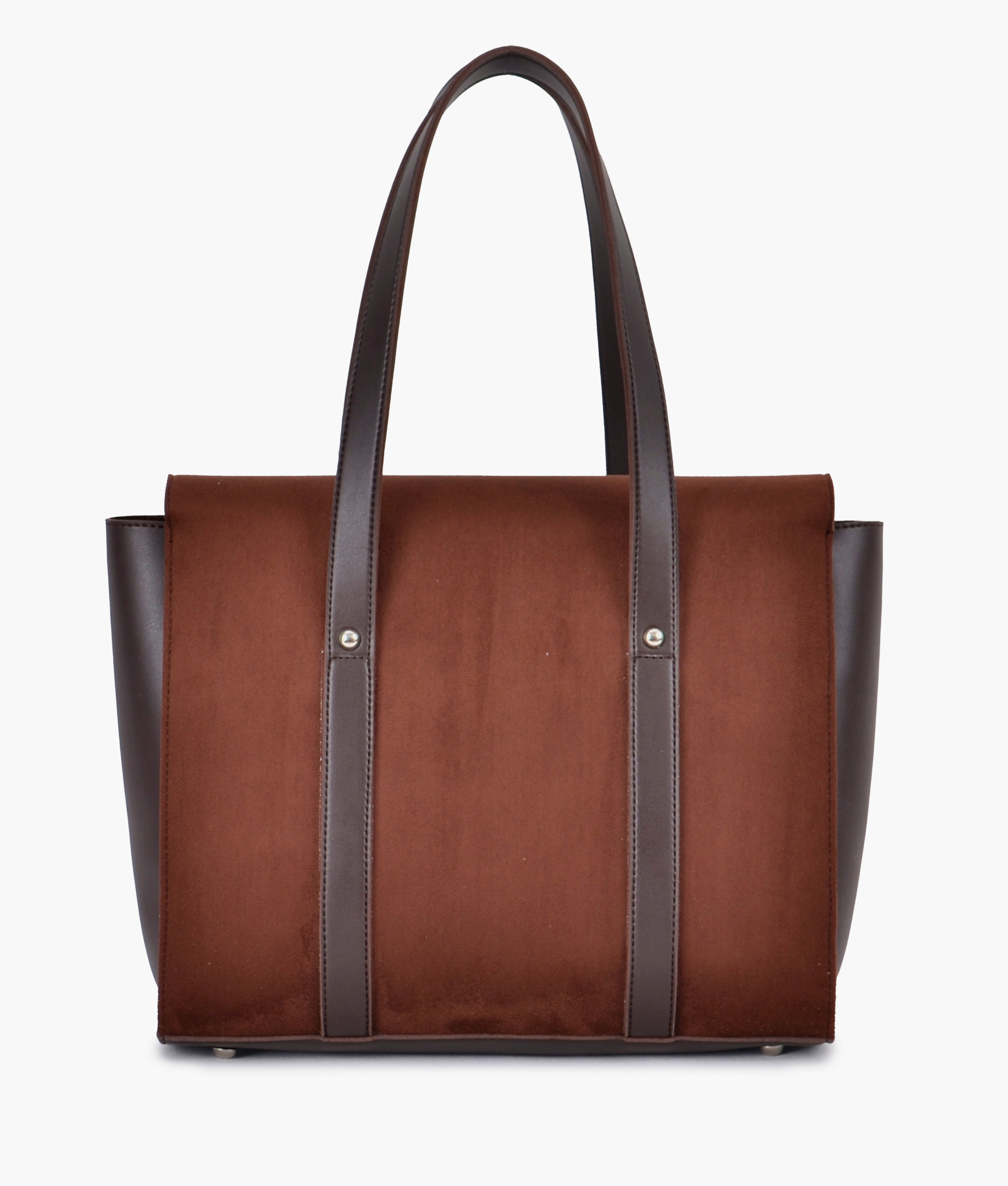 Dark brown suede carry-all satchel bag