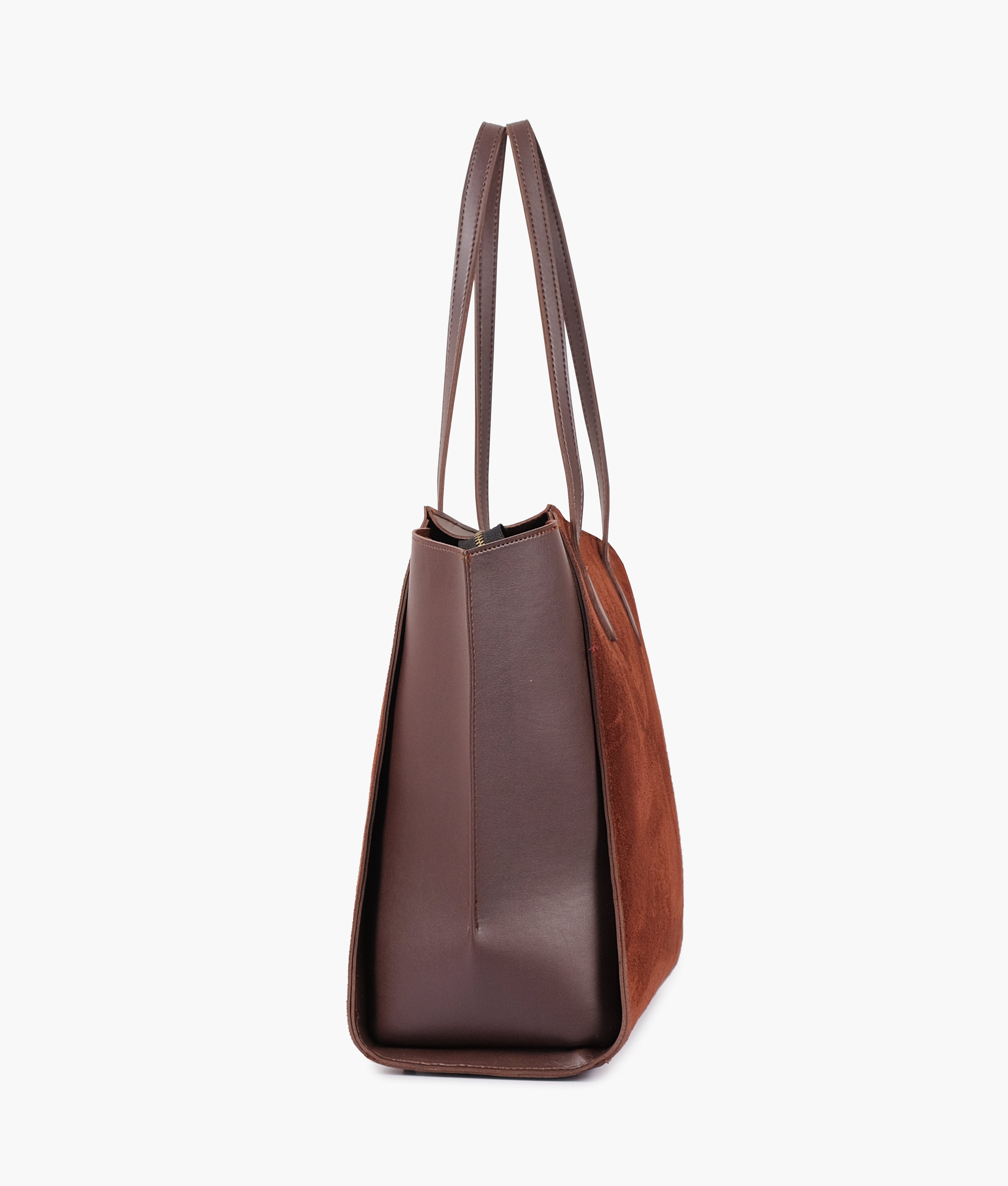 Dark brown suede classic tote bag