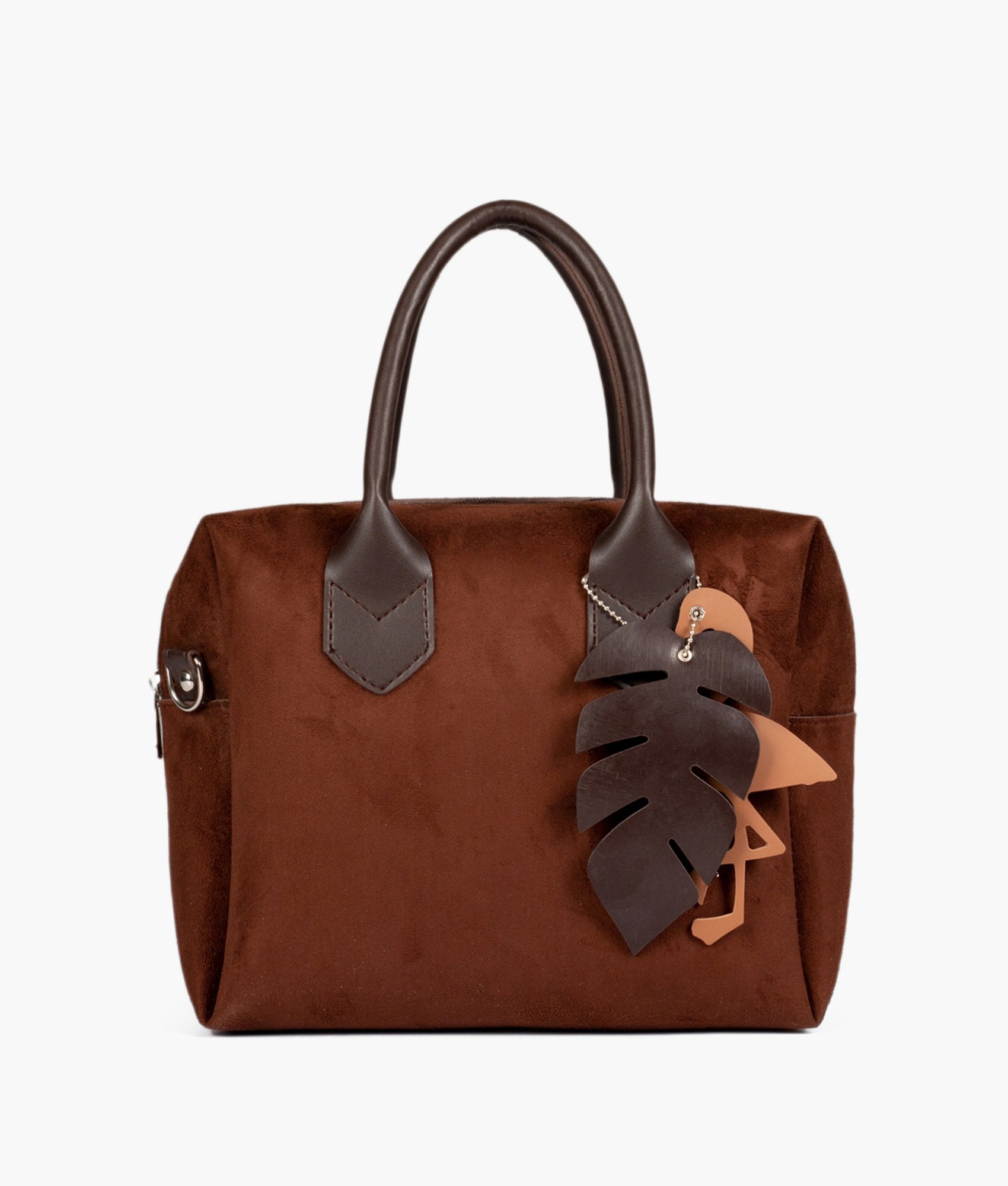 Dark brown suede mini bowling bag