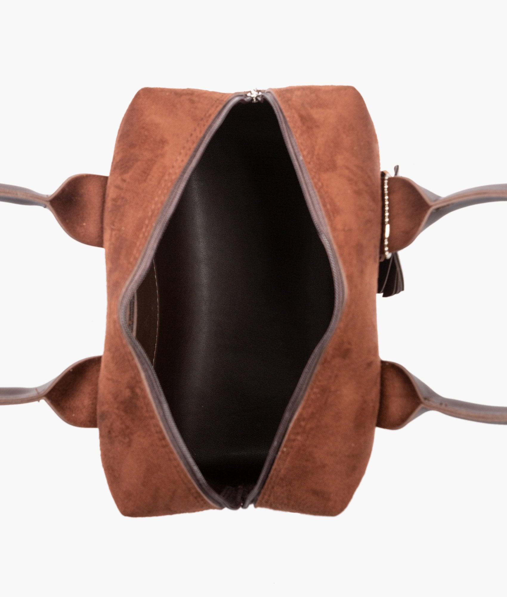 Dark brown suede mini bowling bag