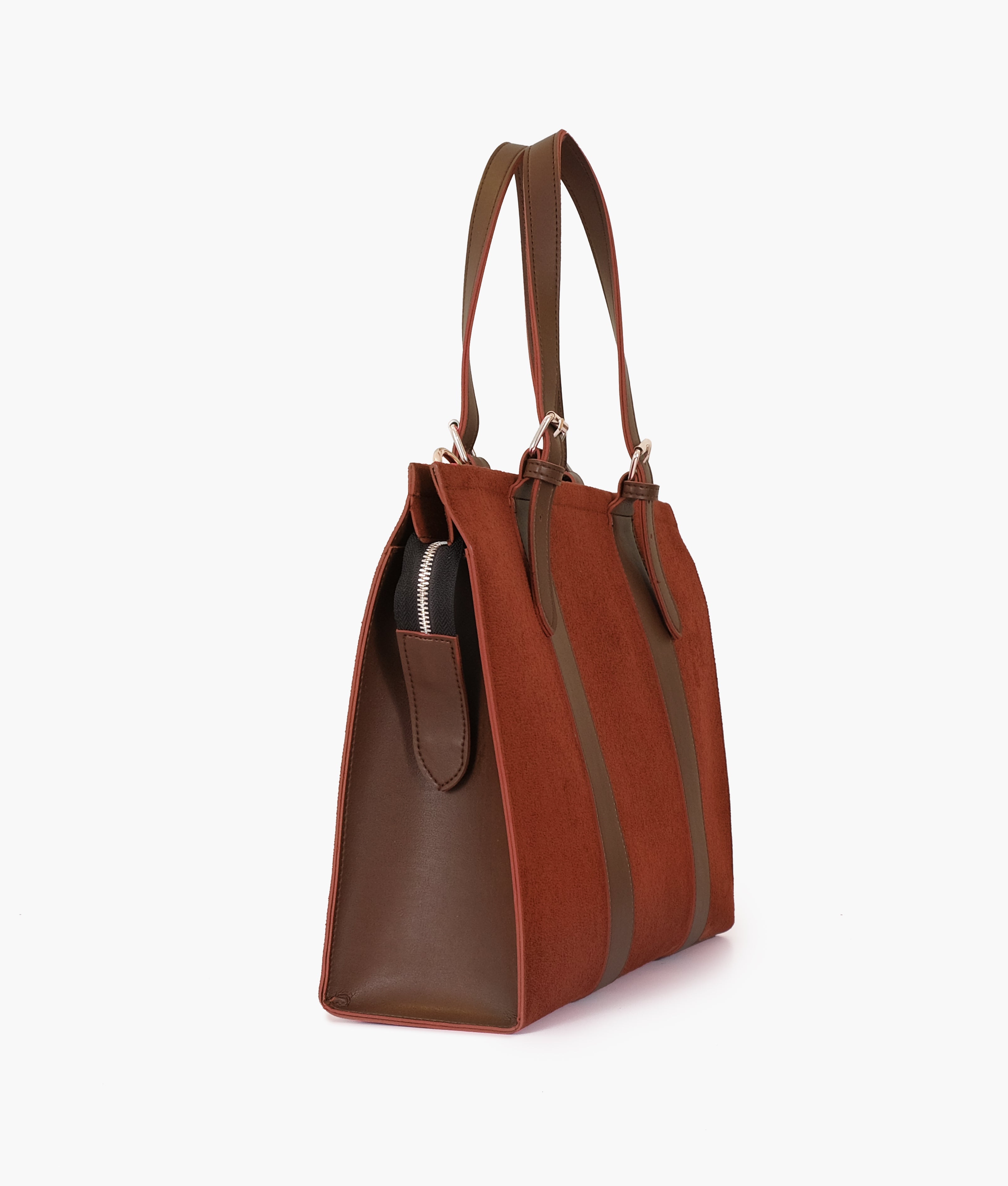 Dark brown suede laptop bag with sleeve