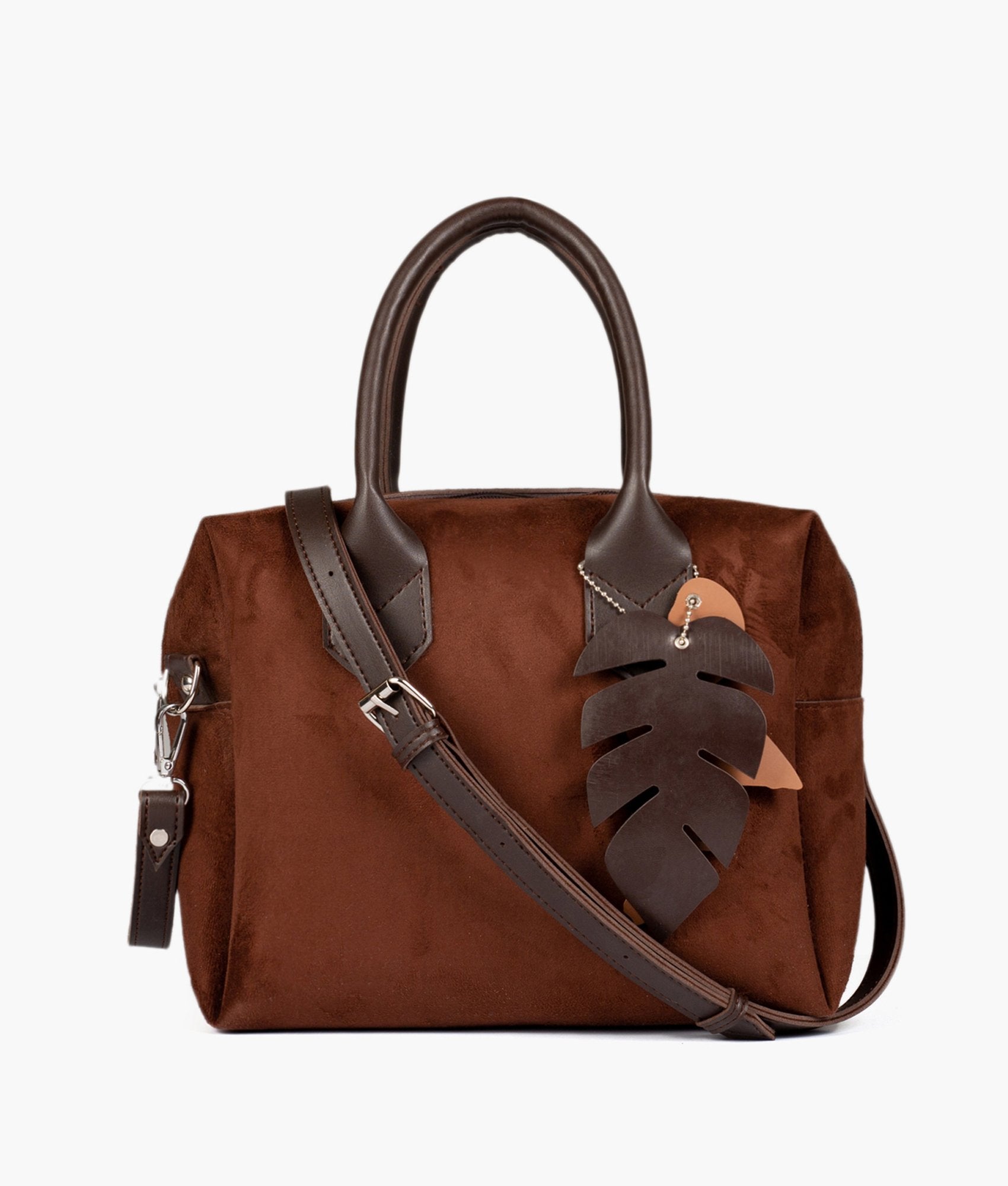 Dark brown suede mini bowling bag
