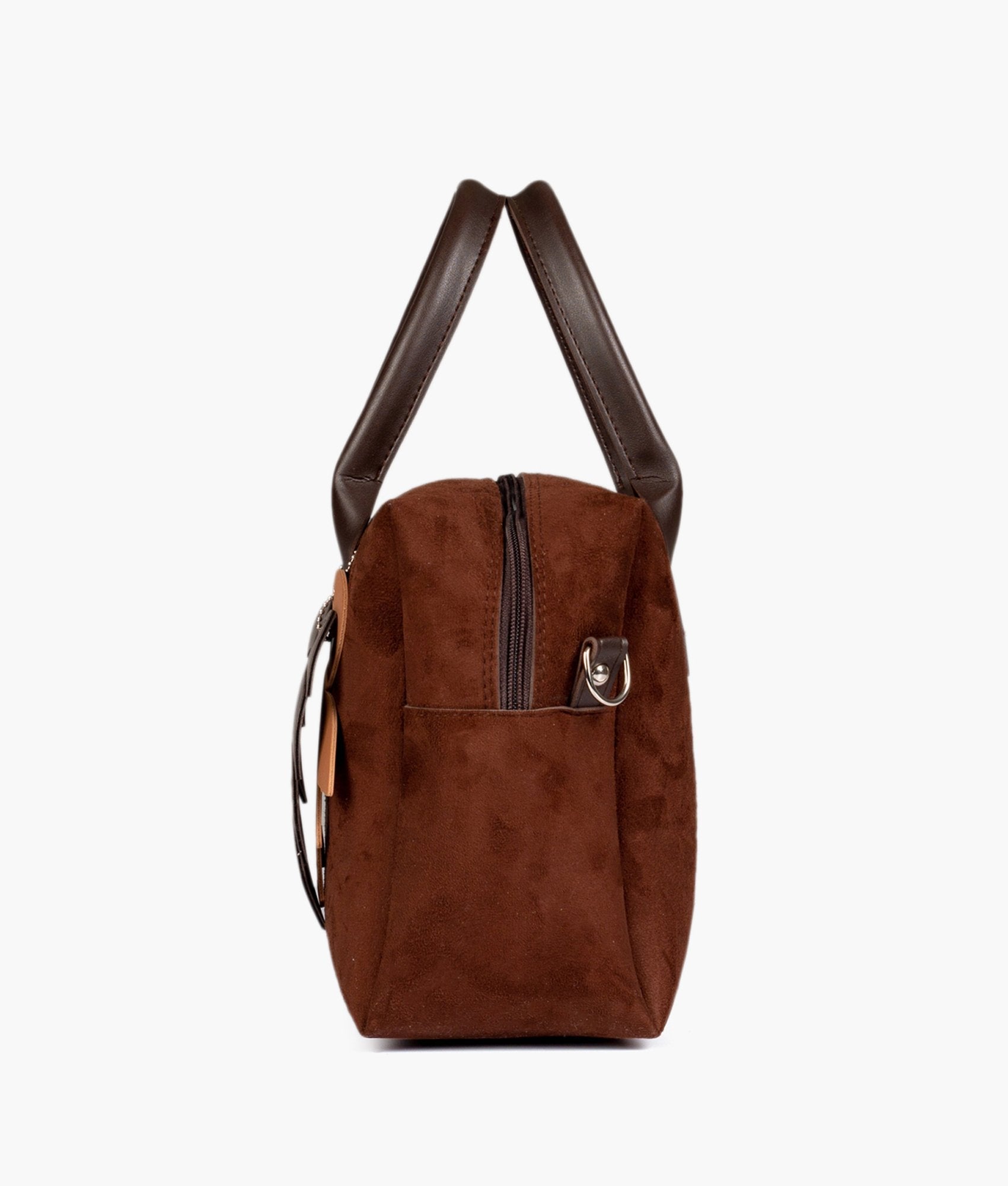 Dark brown suede mini bowling bag