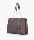 Dark brown zig-zag pattern tote