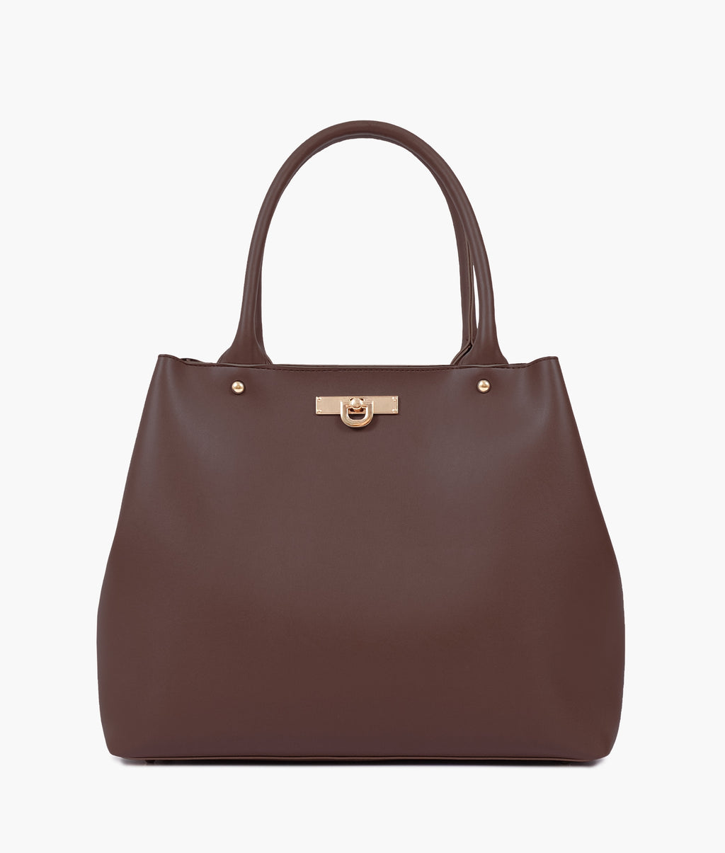 Dark brown zipper tote bag