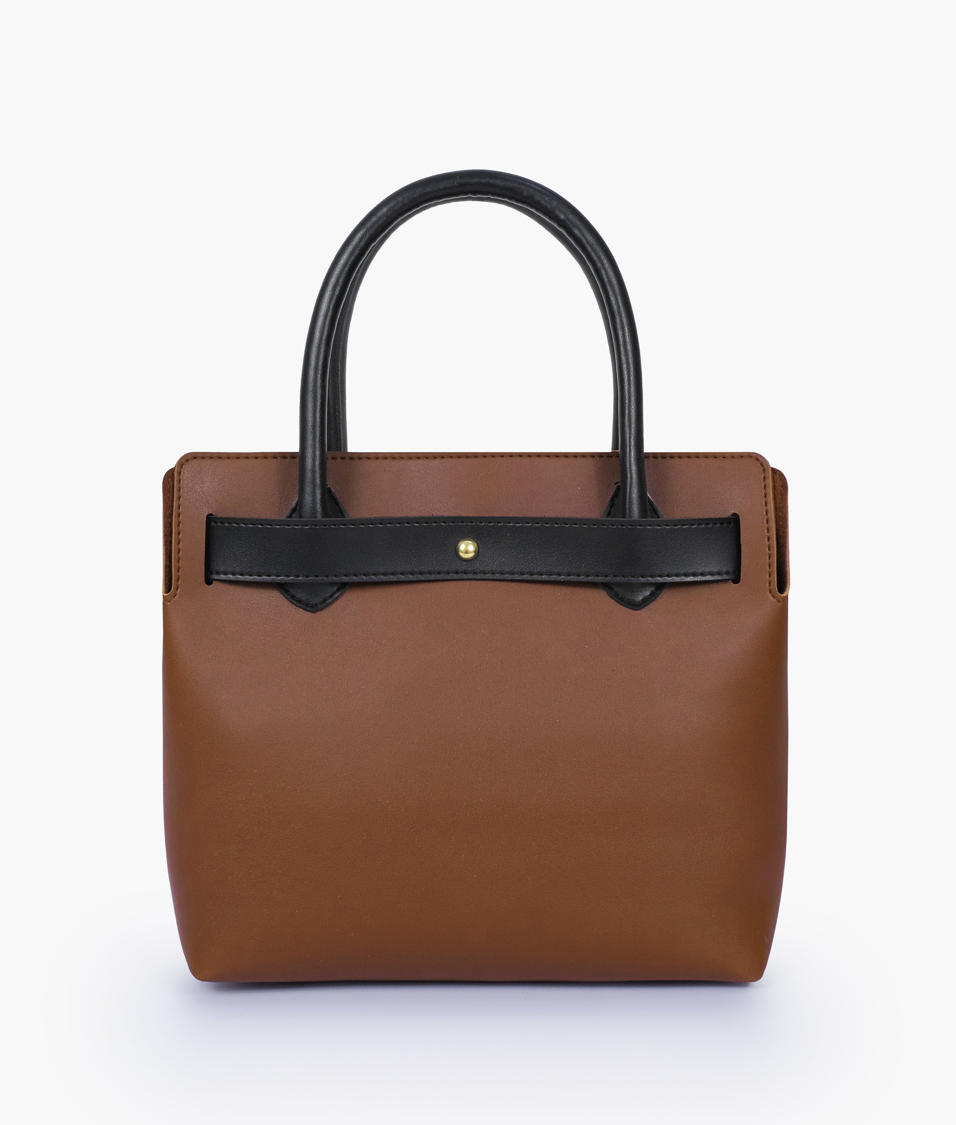 Brown handbag with front buckle