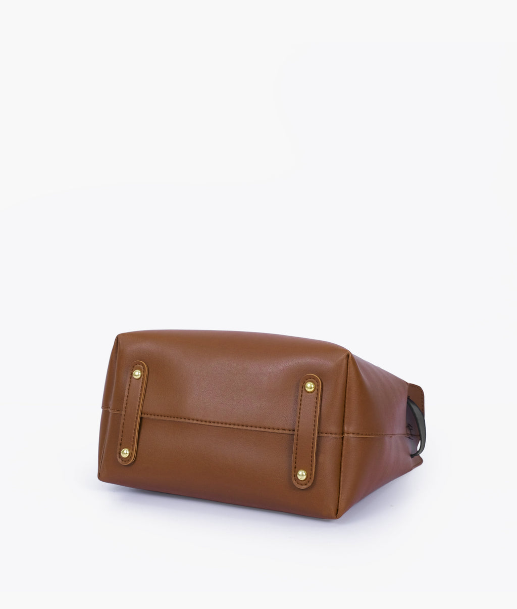 Brown handbag with front buckle