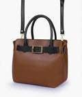 Brown handbag with front buckle